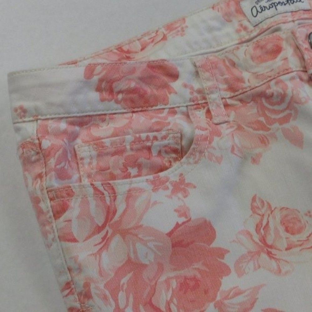 AEROPOSTALE Ashley Ultra Skinny Jeans Juniors Womens‎ Sz 9/10 Pink Cream Floral